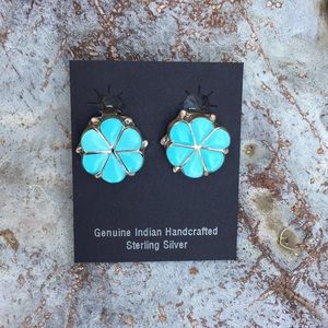 Silver and turquoise clip on earrings
